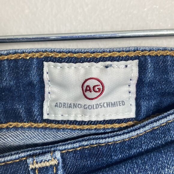 AG Adriano Goldschmeid Jeans 26 (26x27") Blue Mid Rise Straight Leg Distressed - Picture 3 of 15